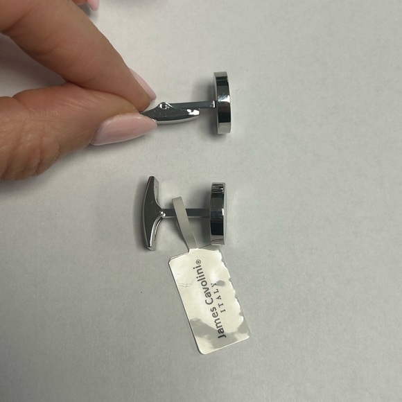 James Cavolini Italy Tiffany Blue Silver Mens Cufflinks NWT - Picture 3 of 4